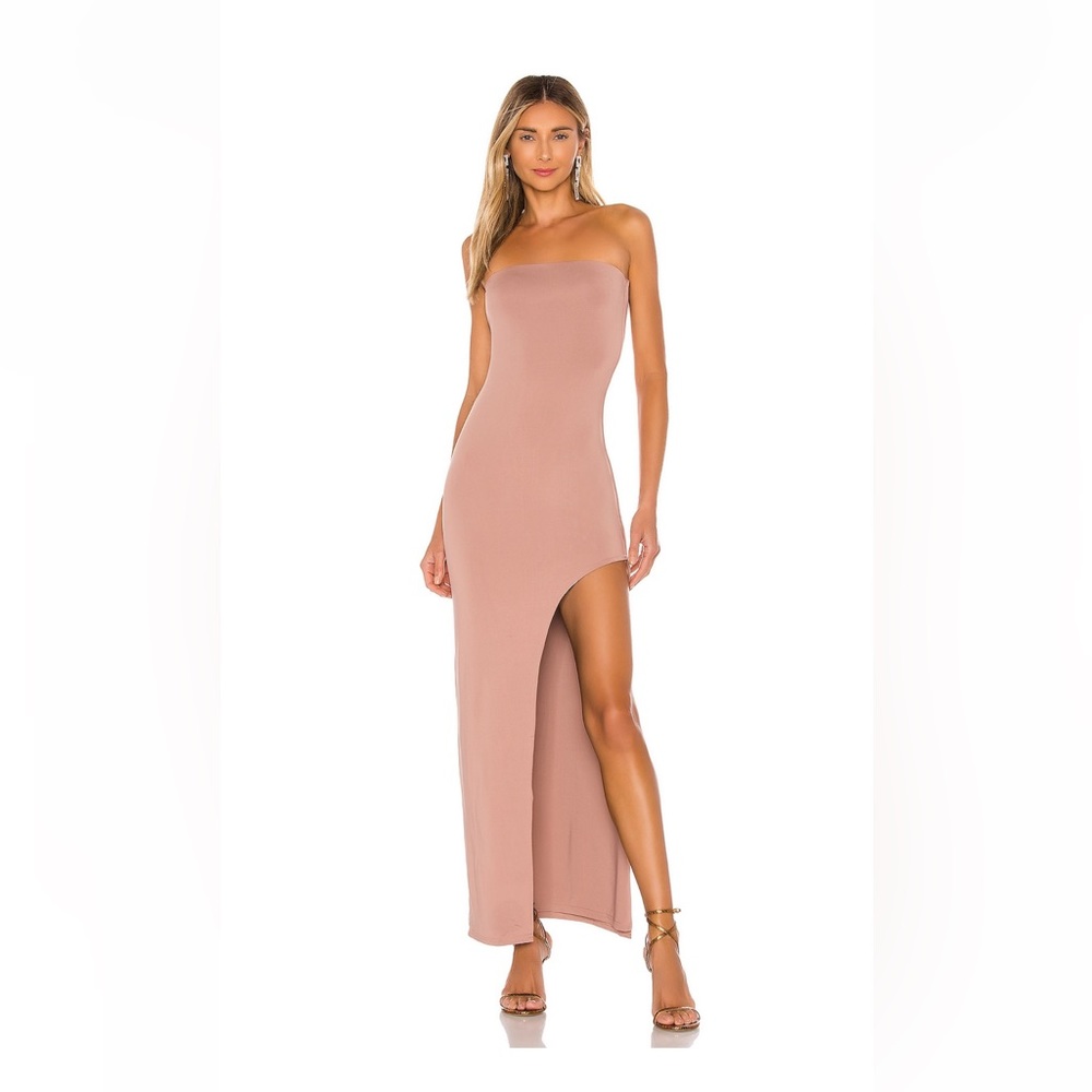 Toni slit maxi dress - color: mocha